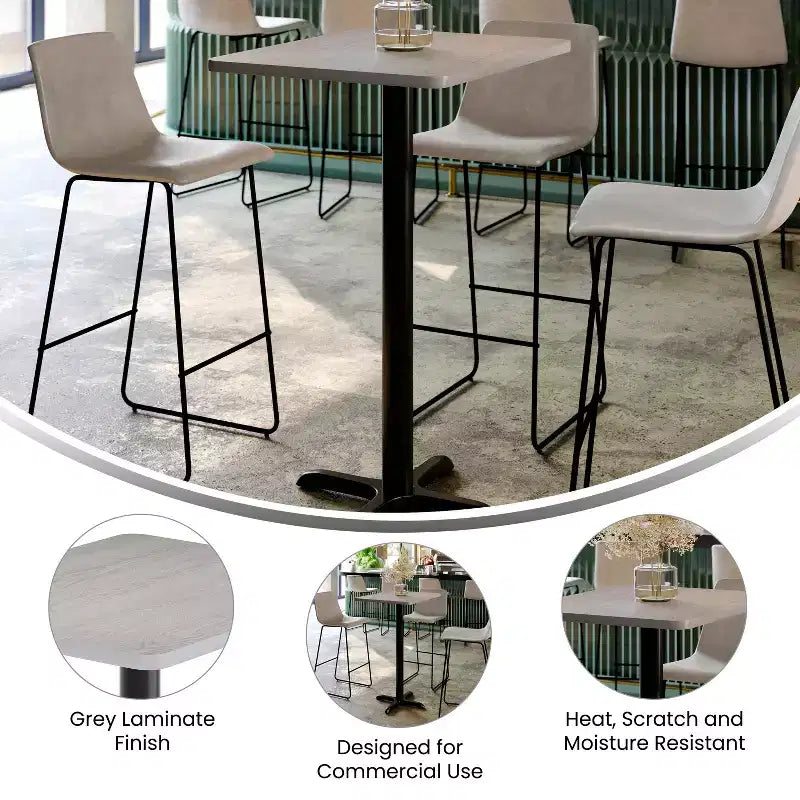 Flash Furniture Plateau de table rectangulaire stratifié 24 x 30 avec base de table hauteur bar 22 x 22