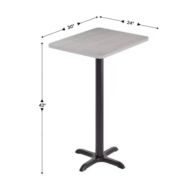 Flash Furniture Plateau de table rectangulaire stratifié 24 x 30 avec base de table hauteur bar 22 x 22