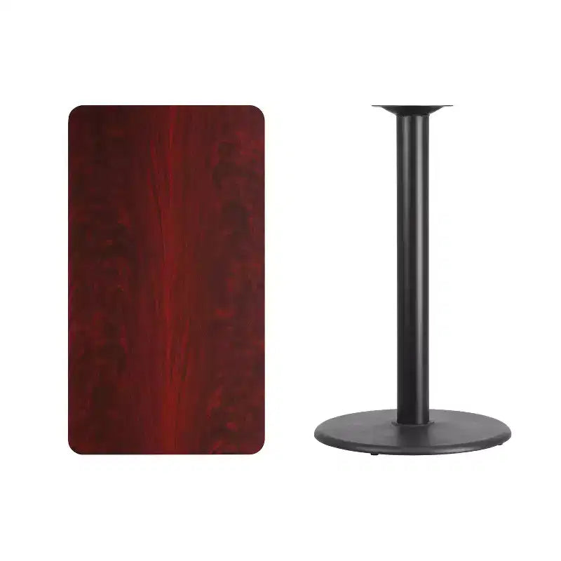 Plateau de table rectangulaire stratifié Flash Furniture 24 x 42 avec base de table ronde de 24 de hauteur bar