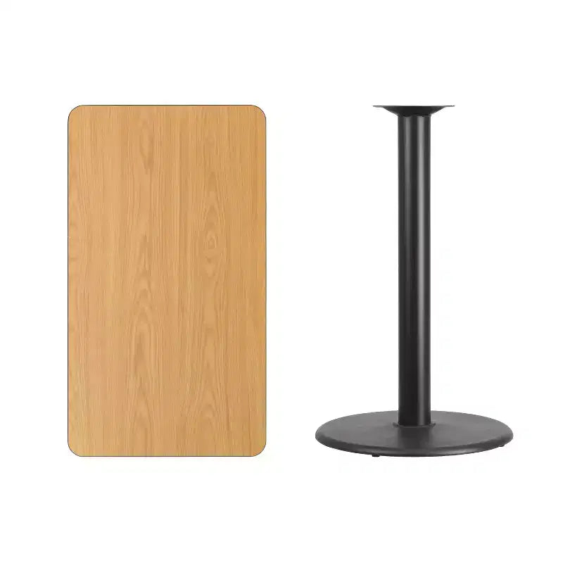 Plateau de table rectangulaire stratifié Flash Furniture 24 x 42 avec base de table ronde de 24 de hauteur bar