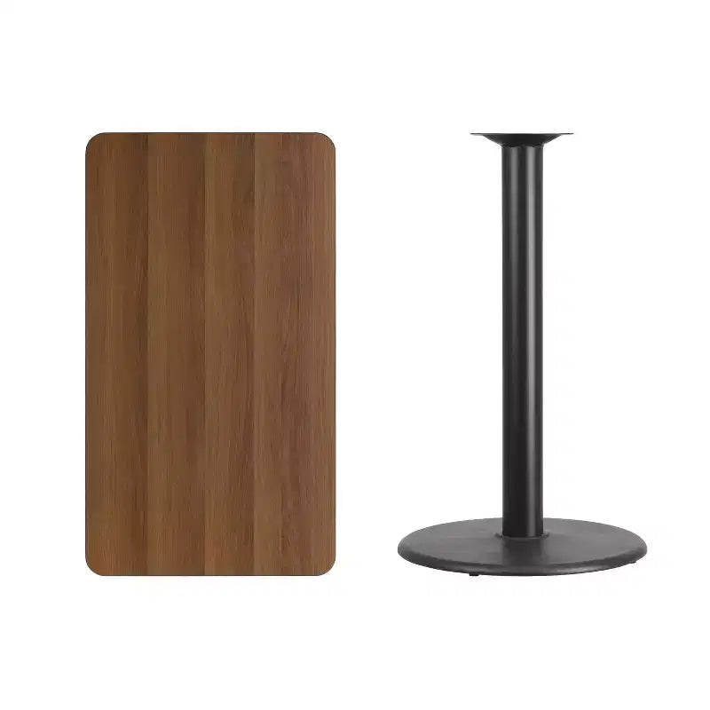 Plateau de table rectangulaire stratifié Flash Furniture 24 x 42 avec base de table ronde de 24 de hauteur bar