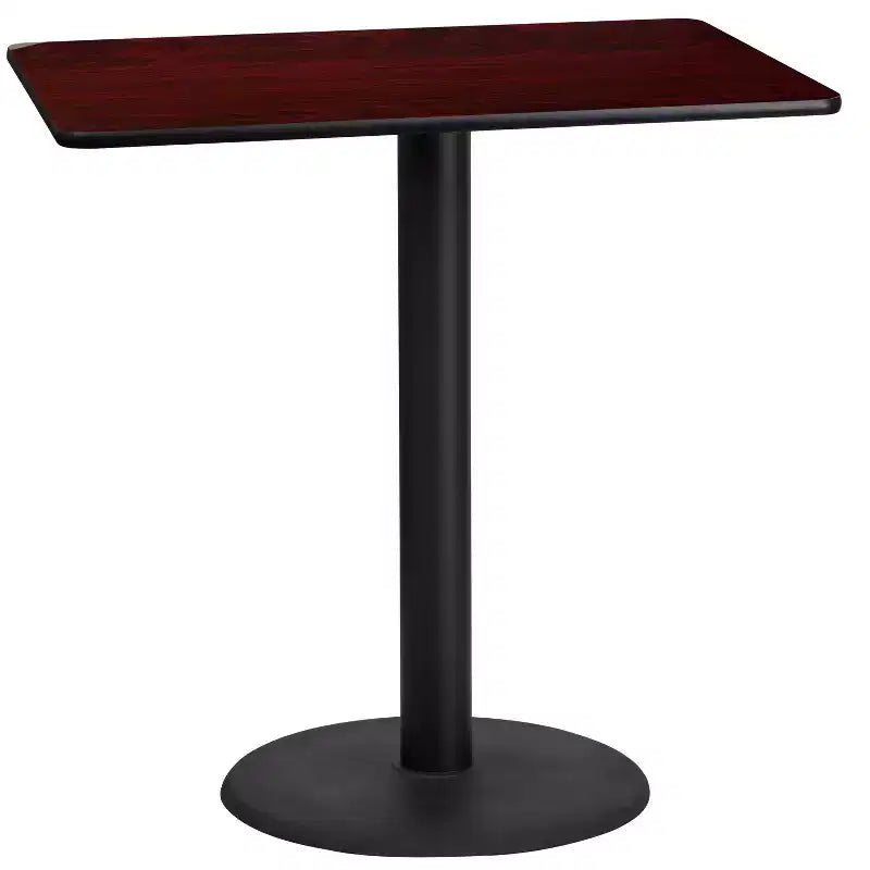 Plateau de table rectangulaire stratifié Flash Furniture 24 x 42 avec base de table ronde de 24 de hauteur bar