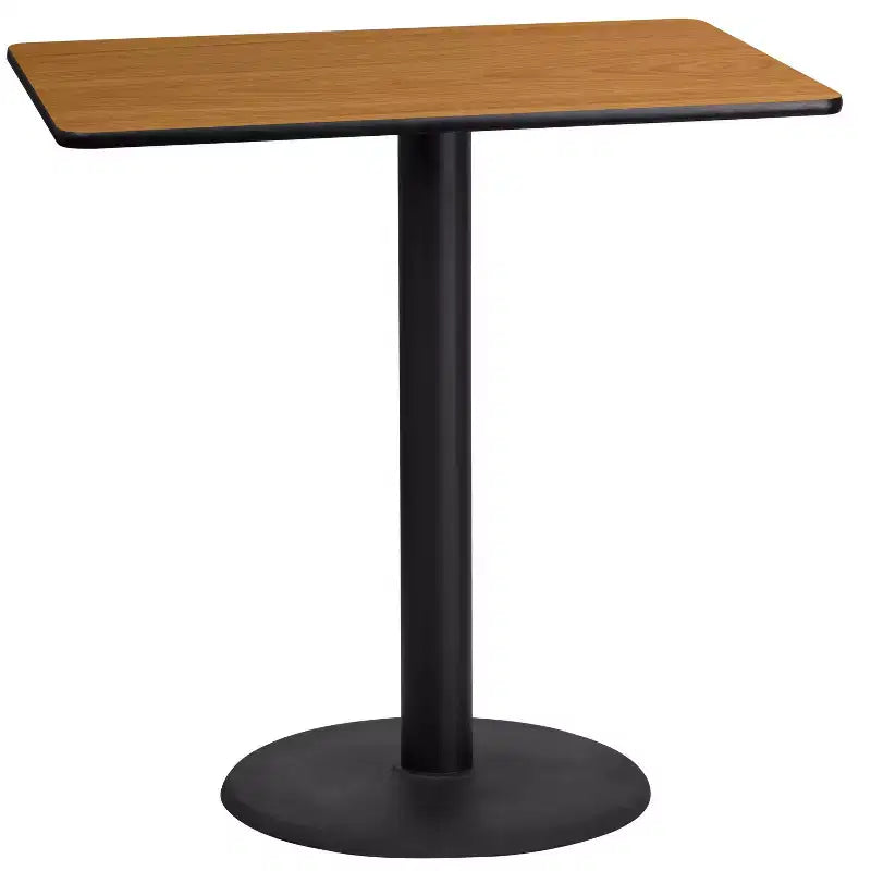 Plateau de table rectangulaire stratifié Flash Furniture 24 x 42 avec base de table ronde de 24 de hauteur bar