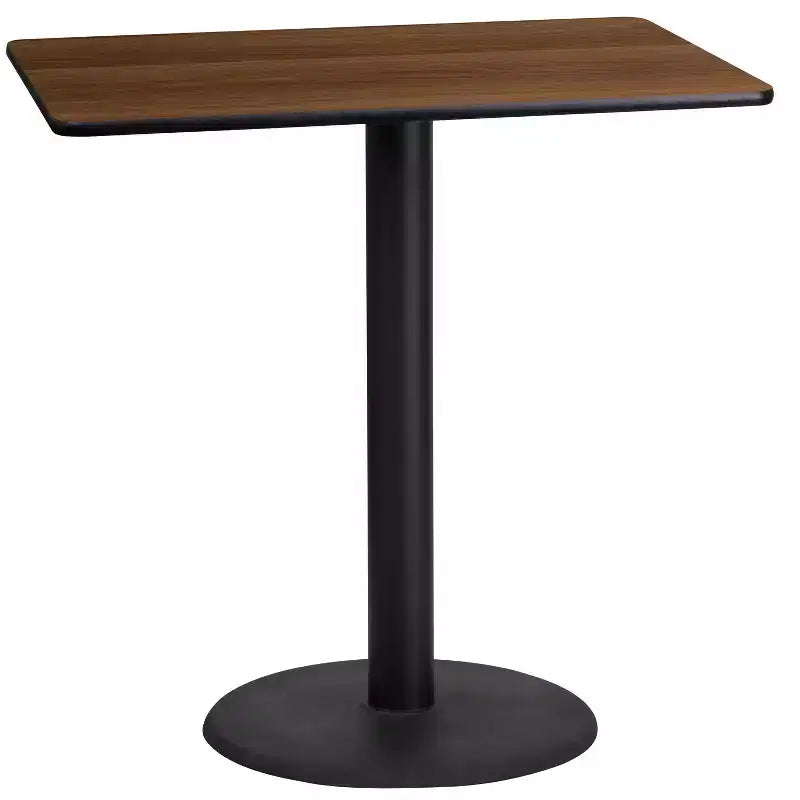 Plateau de table rectangulaire stratifié Flash Furniture 24 x 42 avec base de table ronde de 24 de hauteur bar