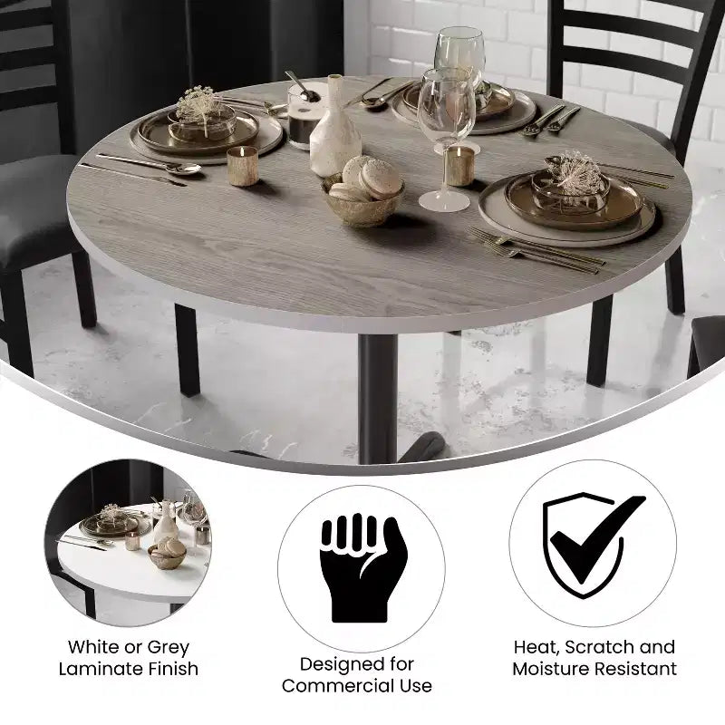 Plateau de table rond Flash Furniture 42 avec plateau réversible en stratifié