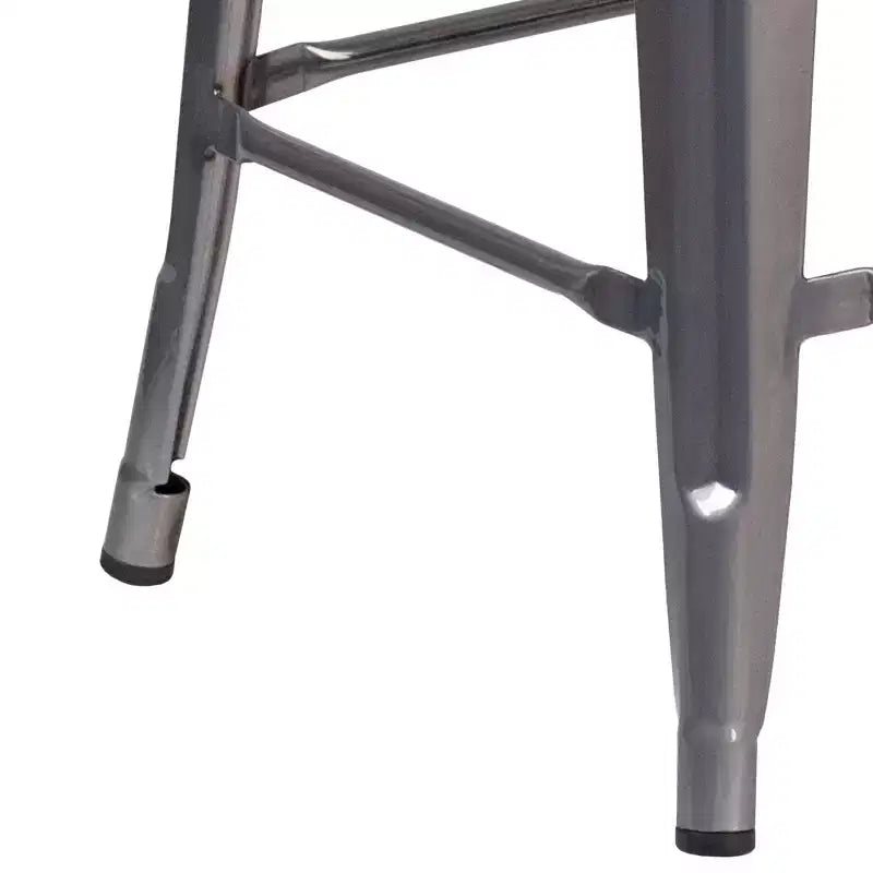 Tabouret de comptoir intérieur Flash Furniture Lincoln de 61 cm de haut sans dossier en métal finition argent antique avec revêtement transparent et assise carrée