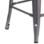 Tabouret de comptoir intérieur Flash Furniture Lincoln de 61 cm de haut sans dossier en métal finition argent antique avec revêtement transparent et assise carrée