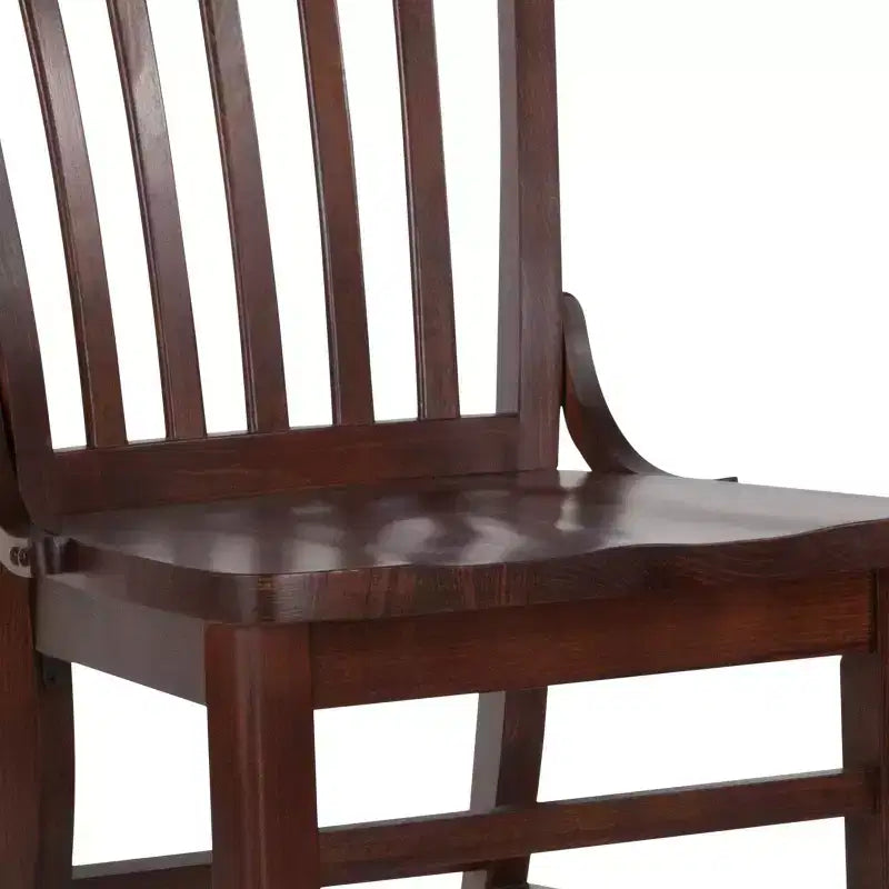 Chaise de restaurant en bois à dossier écolier de la série HERCULES de Flash Furniture