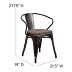 Chaise Flash Furniture en métal avec assise et accoudoirs en bois