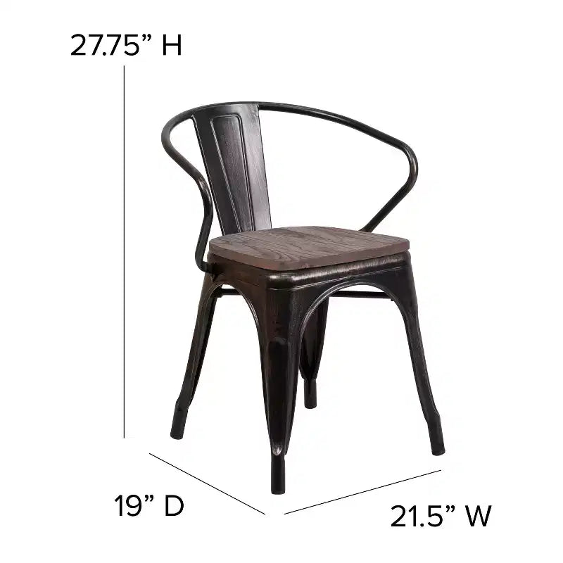 Chaise Flash Furniture en métal avec assise et accoudoirs en bois