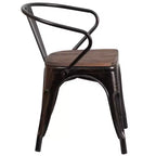 Chaise Flash Furniture en métal avec assise et accoudoirs en bois