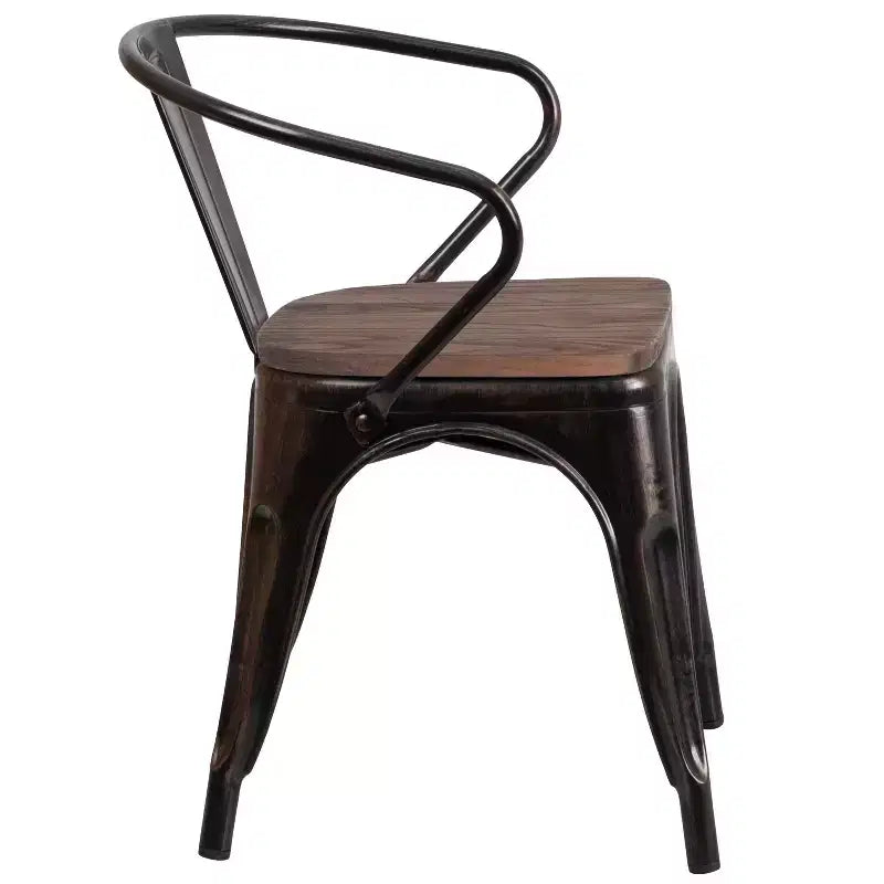Chaise Flash Furniture en métal avec assise et accoudoirs en bois