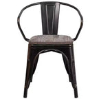 Chaise Flash Furniture en métal avec assise et accoudoirs en bois
