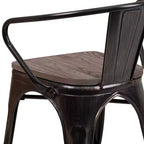 Chaise Flash Furniture en métal avec assise et accoudoirs en bois