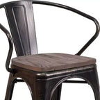 Chaise Flash Furniture en métal avec assise et accoudoirs en bois