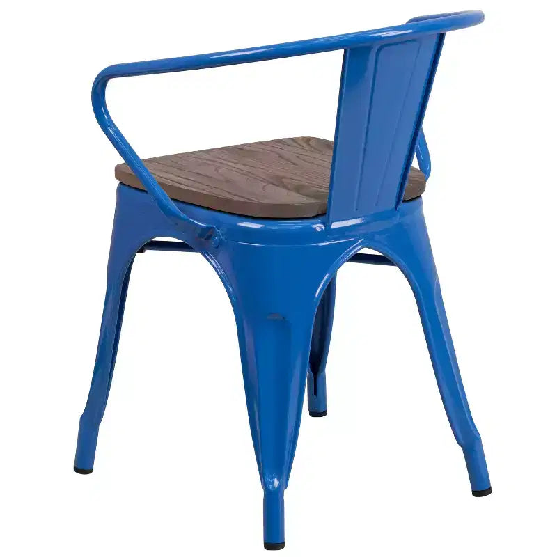 Chaise Flash Furniture en métal avec assise et accoudoirs en bois