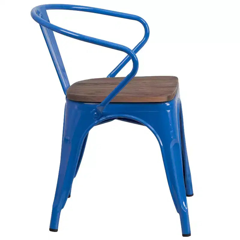 Chaise Flash Furniture en métal avec assise et accoudoirs en bois