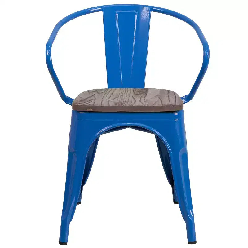 Chaise Flash Furniture en métal avec assise et accoudoirs en bois