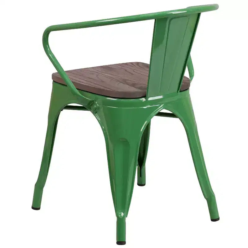 Chaise Flash Furniture en métal avec assise et accoudoirs en bois