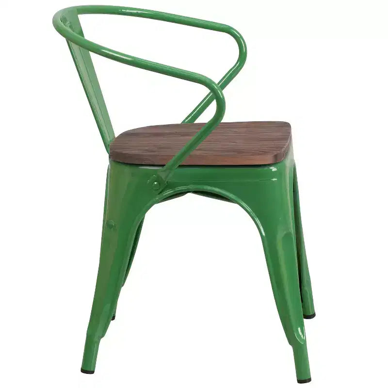 Chaise Flash Furniture en métal avec assise et accoudoirs en bois