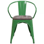 Chaise Flash Furniture en métal avec assise et accoudoirs en bois