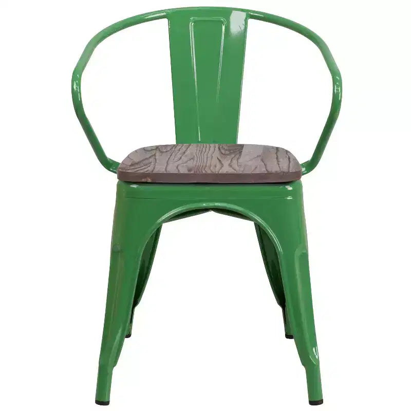 Chaise Flash Furniture en métal avec assise et accoudoirs en bois