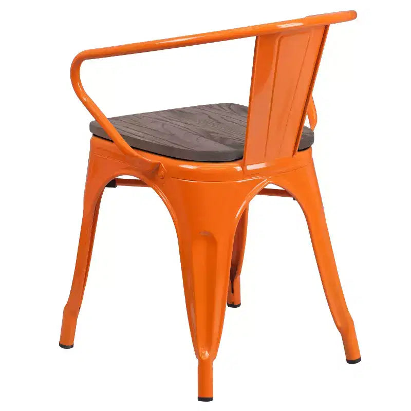 Chaise Flash Furniture en métal avec assise et accoudoirs en bois