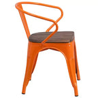 Chaise Flash Furniture en métal avec assise et accoudoirs en bois