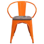 Chaise Flash Furniture en métal avec assise et accoudoirs en bois