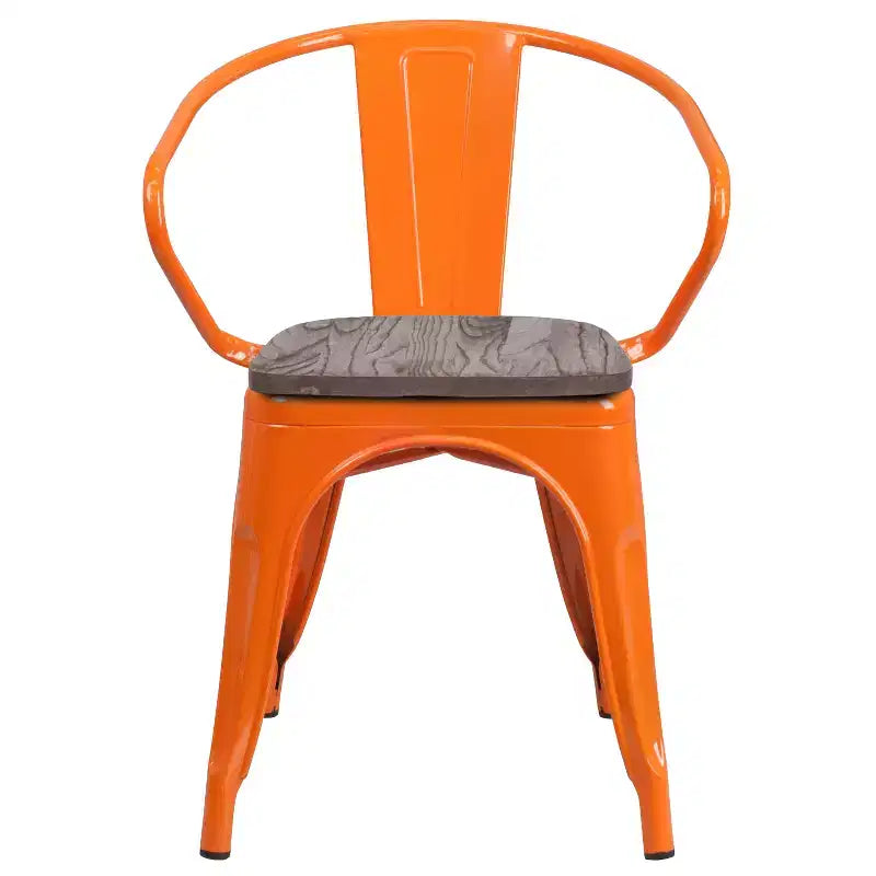 Chaise Flash Furniture en métal avec assise et accoudoirs en bois