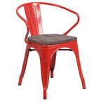 Chaise Flash Furniture en métal avec assise et accoudoirs en bois