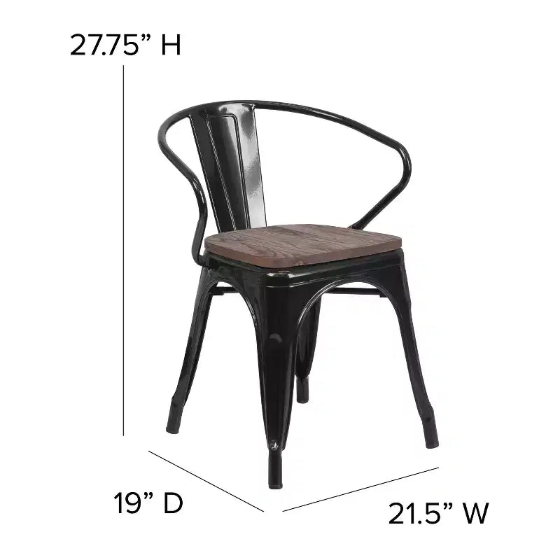 Chaise Flash Furniture en métal avec assise et accoudoirs en bois