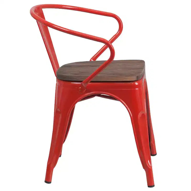 Chaise Flash Furniture en métal avec assise et accoudoirs en bois