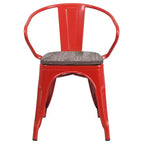 Chaise Flash Furniture en métal avec assise et accoudoirs en bois