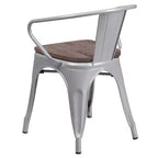 Chaise Flash Furniture en métal avec assise et accoudoirs en bois