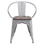 Chaise Flash Furniture en métal avec assise et accoudoirs en bois