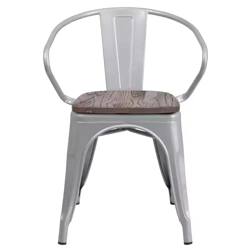 Chaise Flash Furniture en métal avec assise et accoudoirs en bois