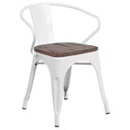 Chaise Flash Furniture en métal avec assise et accoudoirs en bois