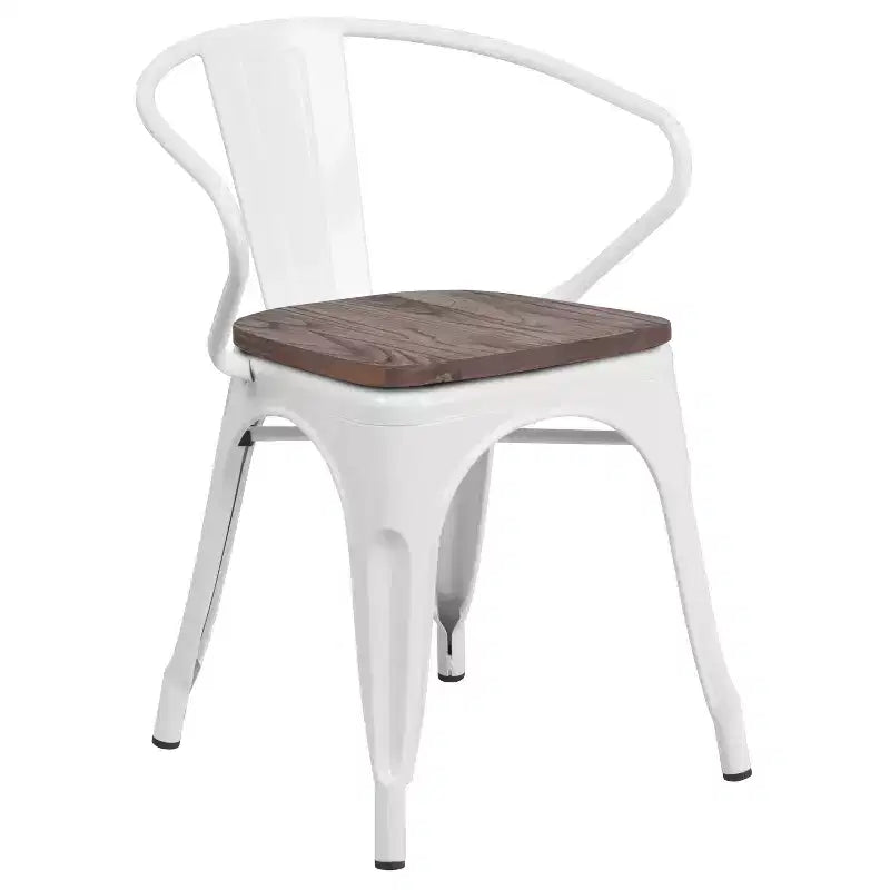Chaise Flash Furniture en métal avec assise et accoudoirs en bois