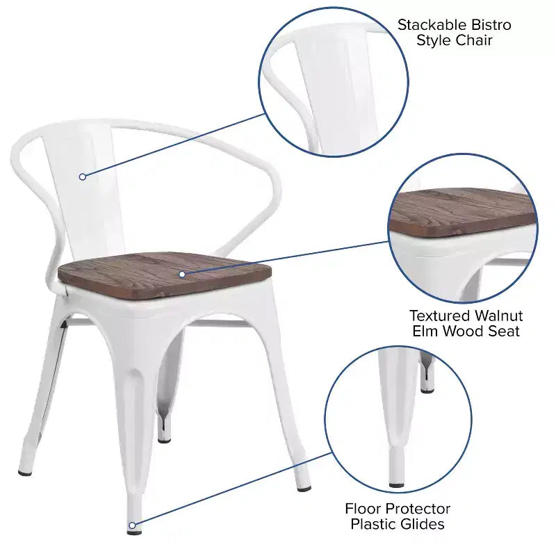 Chaise Flash Furniture en métal avec assise et accoudoirs en bois