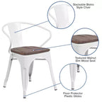 Chaise Flash Furniture en métal avec assise et accoudoirs en bois