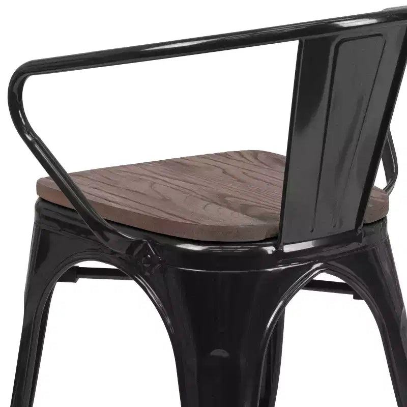 Chaise Flash Furniture en métal avec assise et accoudoirs en bois