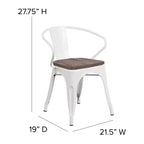 Chaise Flash Furniture en métal avec assise et accoudoirs en bois