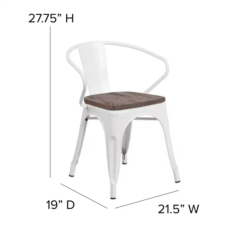 Chaise Flash Furniture en métal avec assise et accoudoirs en bois