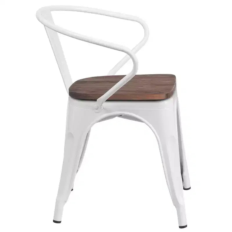 Chaise Flash Furniture en métal avec assise et accoudoirs en bois