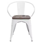Chaise Flash Furniture en métal avec assise et accoudoirs en bois