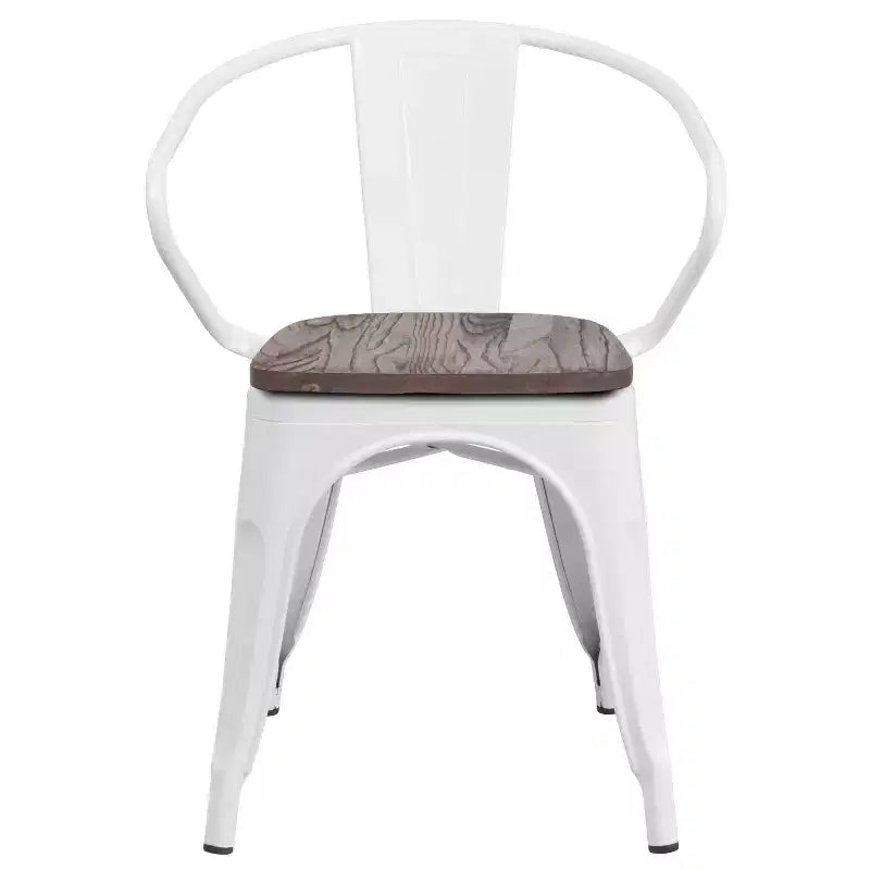 Chaise Flash Furniture en métal avec assise et accoudoirs en bois