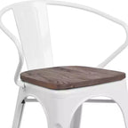 Chaise Flash Furniture en métal avec assise et accoudoirs en bois