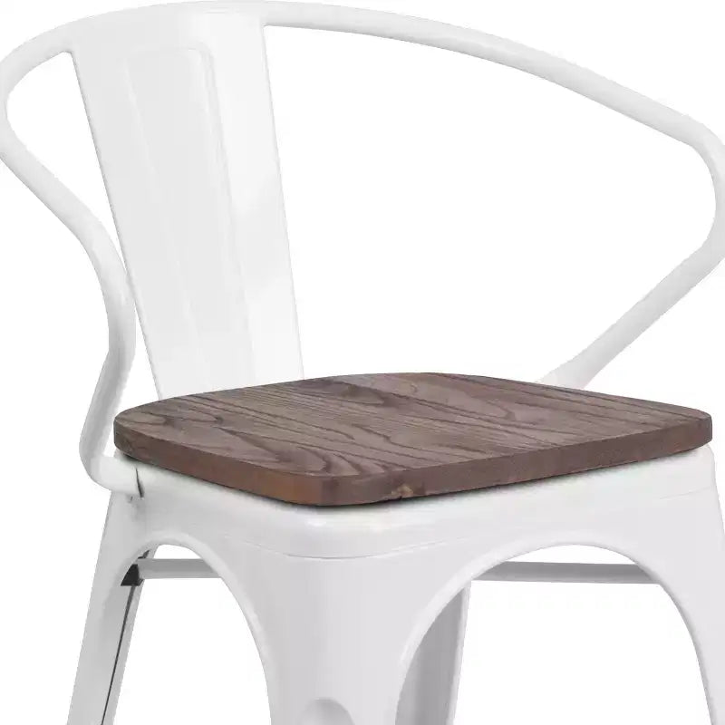Chaise Flash Furniture en métal avec assise et accoudoirs en bois