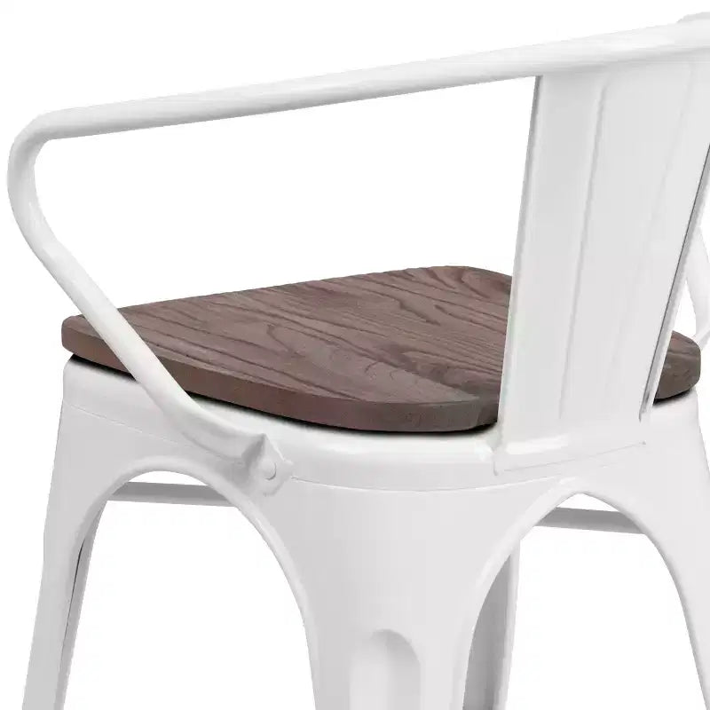 Chaise Flash Furniture en métal avec assise et accoudoirs en bois